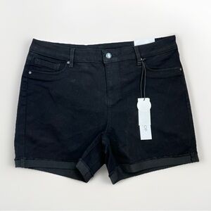 WORKSHOP Republic Jean Shorts Size 14 Black Modern Fit Cuffed Hem Casual Stretch
